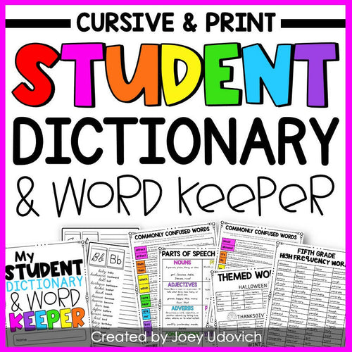 Cursive and Print Student Dictionary and Word Keeper by Joey Udovich