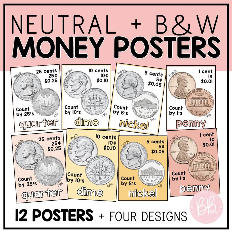 US Money Posters | Coins, Coin Poem, Dollars | Math Bulletin Board | Neutral