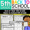 Back to School Review First Week of School Activities for 5th Grade