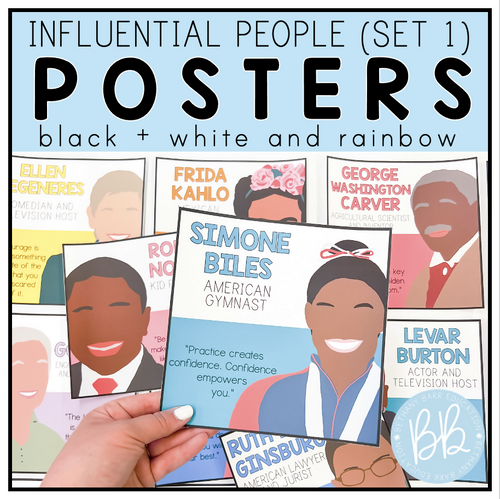 Influential People (Set 1) Posters Black + White and Rainbow by Bethany Barr Education