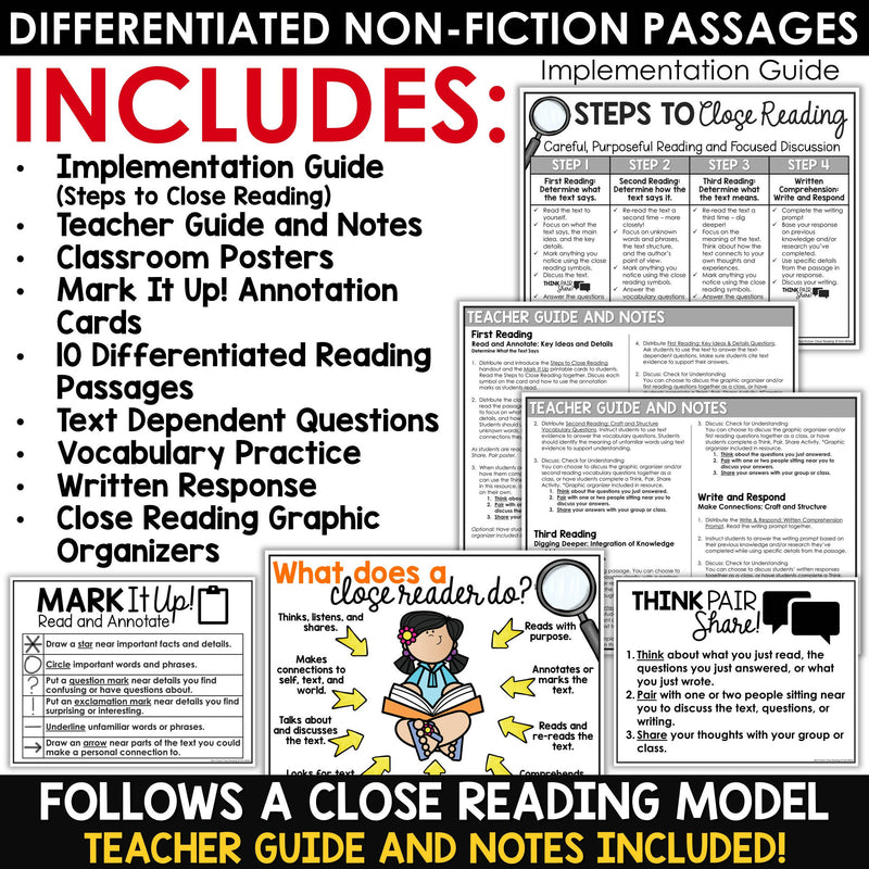 September Close Reading Differentiated Reading Comprehension Passages Bundle for 3rd-5th Grades