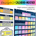 Calendar Template and Weather Chart | Rainbow Classroom Decor Morning Meeting