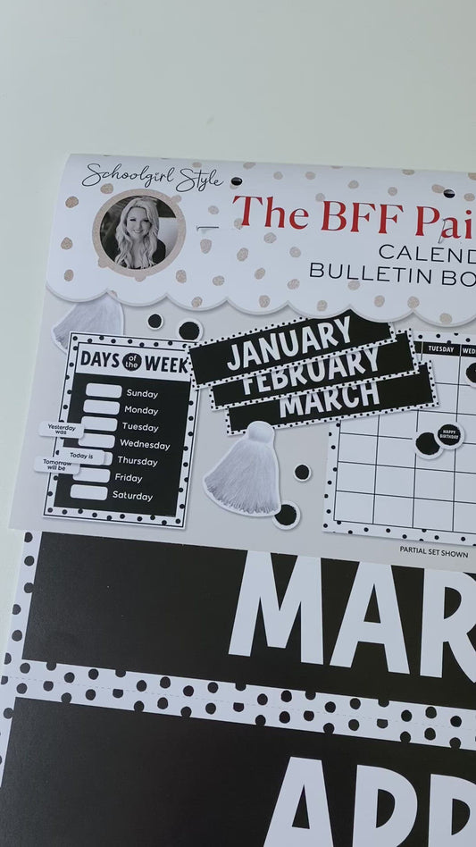 Black and White Calendar Bulletin Board Set
