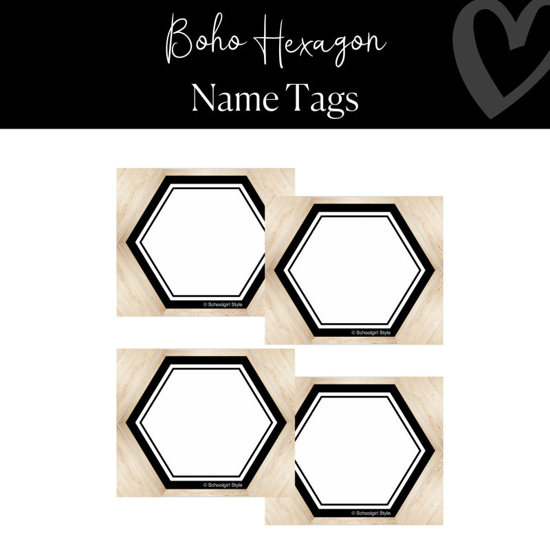Boho Hexagon Classroom Name Tags By CDE
