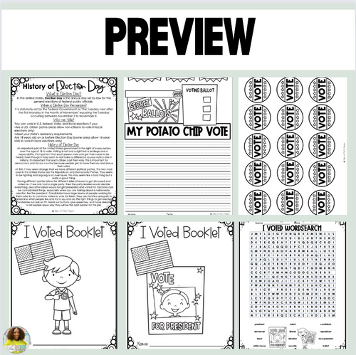 Election Day: I Voted Book Companion & Writing Craft | Printable Classroom Resource | Tales of Patty Pepper