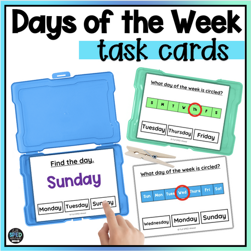 Days of the Week Task Cards for Special Education by Full SPED Ahead