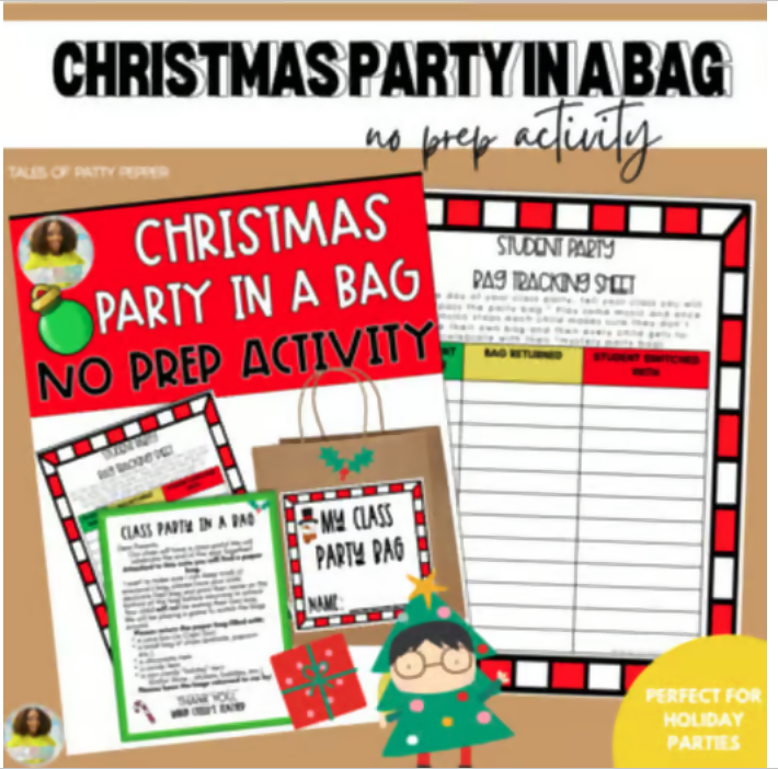 Christmas Party in a Bag NO PREP | Printable Classroom Resource | Tales of Patty Pepper