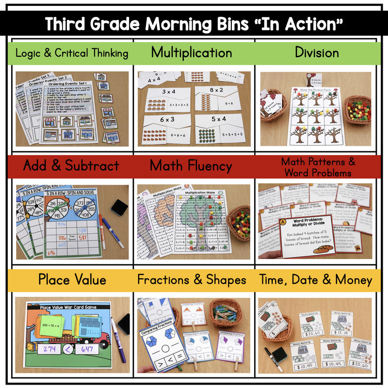 3rd Grade November Morning Bins | Printable Classroom Resource | The Moffatt Girls