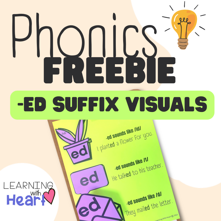Phonics Freebie -ED Suffix Visuals by Learning with Heart