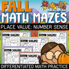 Fall Math Worksheets Place Value Number Forms Number Sense Activities Math Mazes