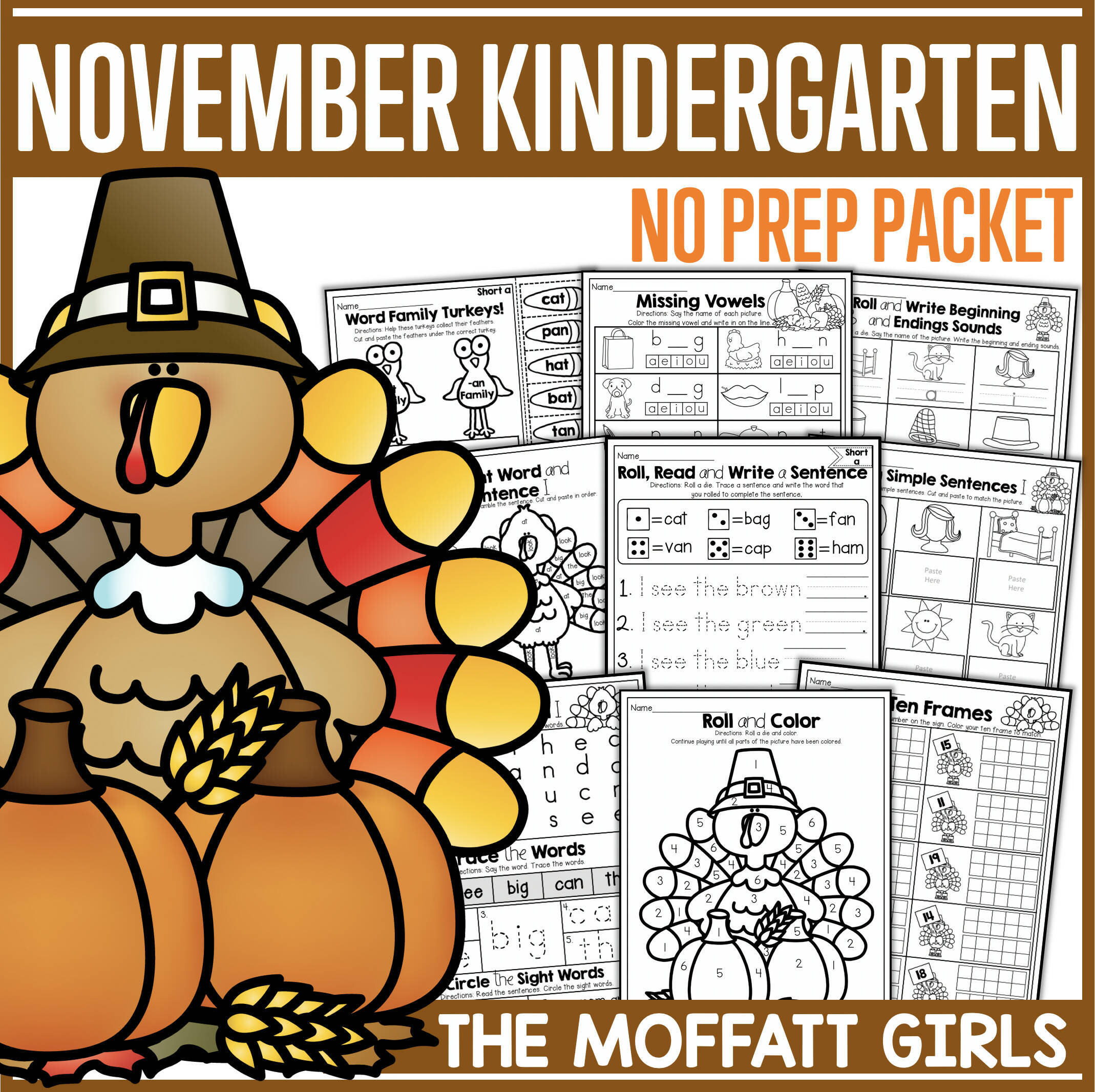 Kindergarten November NO PREP Packet | Printable Classroom Resource ...