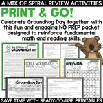 Groundhog Day Activities Math and Reading No Prep Packet and Worksheets