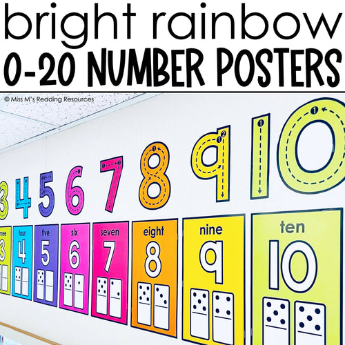 Bright Rainbow 0-20 Number Posters by Miss M's Reading Resources