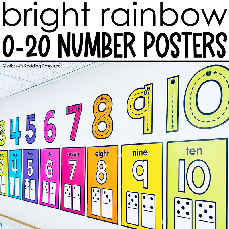 Bright Rainbow 0-20 Number Posters by Miss M's Reading Resources
