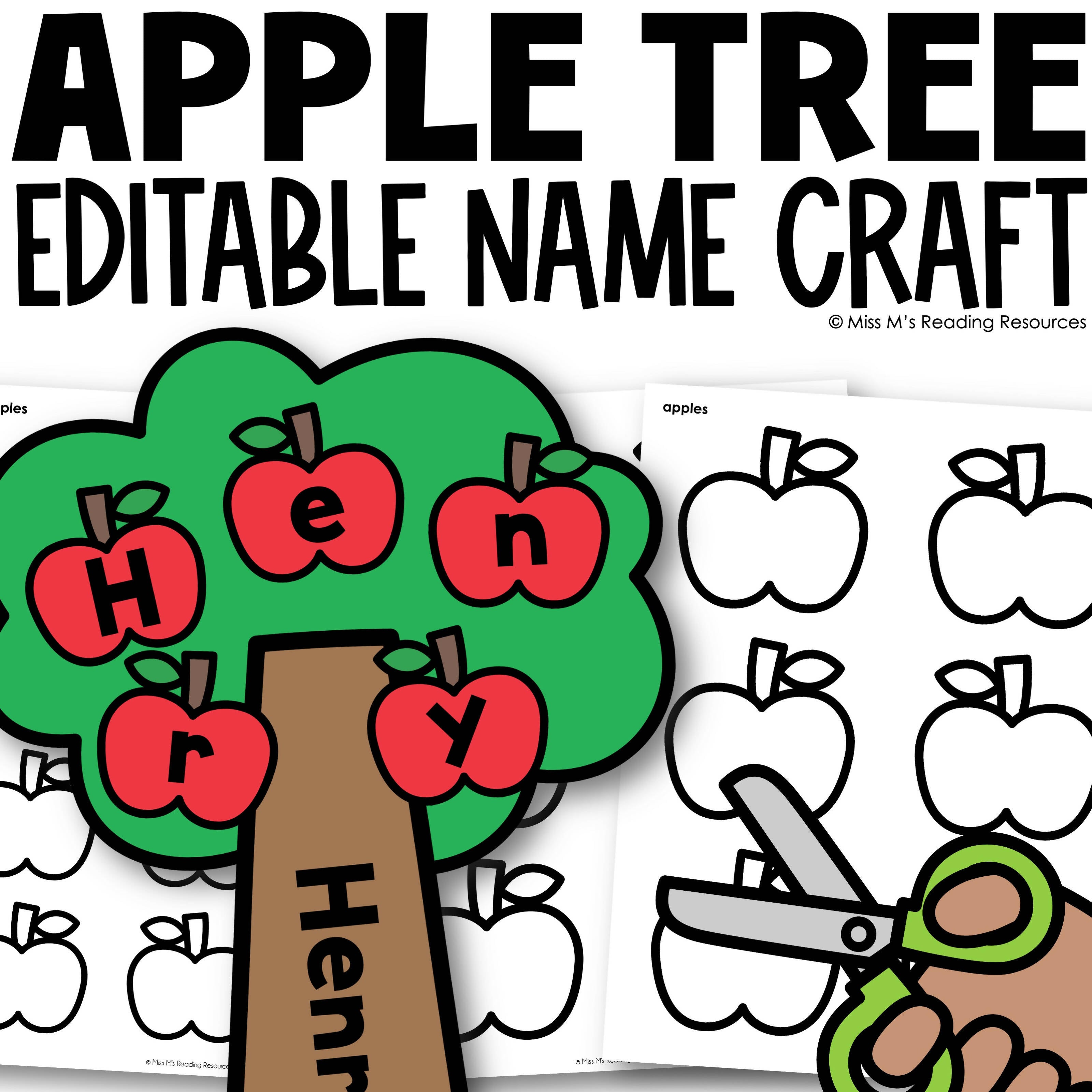 Fall Bulletin Board Apple Name Craft Fall Apple Tree Name Craft Autumn ...