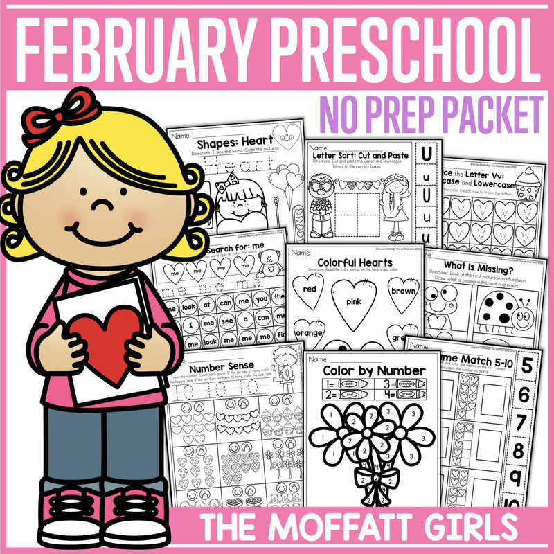 Preschool February  No Prep Packet by The Moffatt Girls