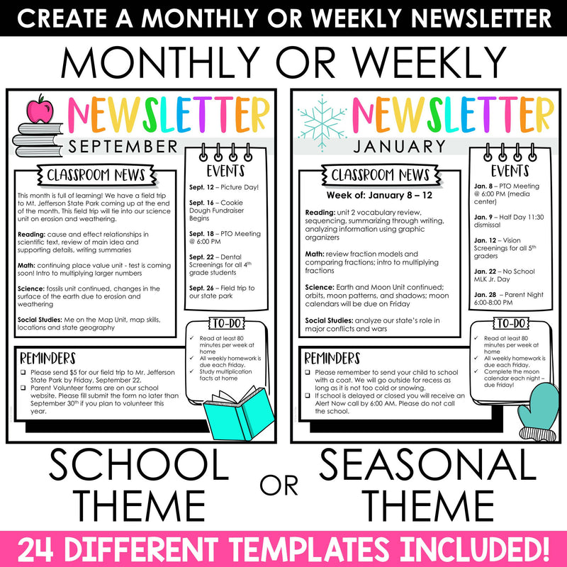 elementary school newsletter templates