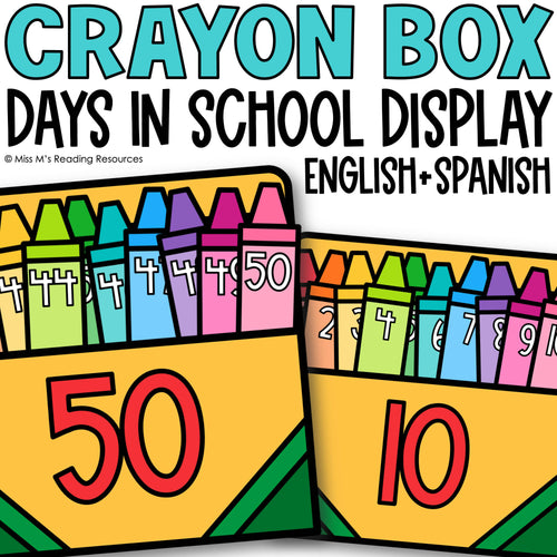 Crayon Box Days in School Display English and Spanish by Miss M's Reading Resources