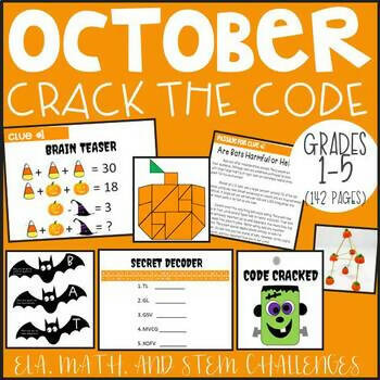 October Crack the Code Grades 1-5 | Printable Teacher Resources | The  Limitless Classroom