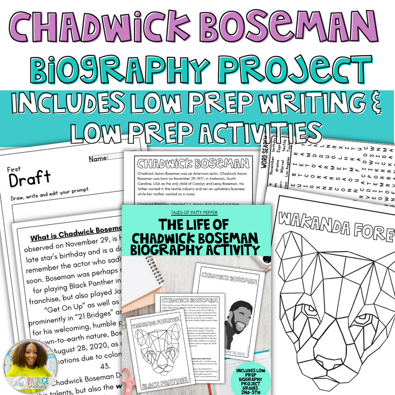 Chadwick Boseman Biography Project | Printable Resource | Tales of Patty Pepper