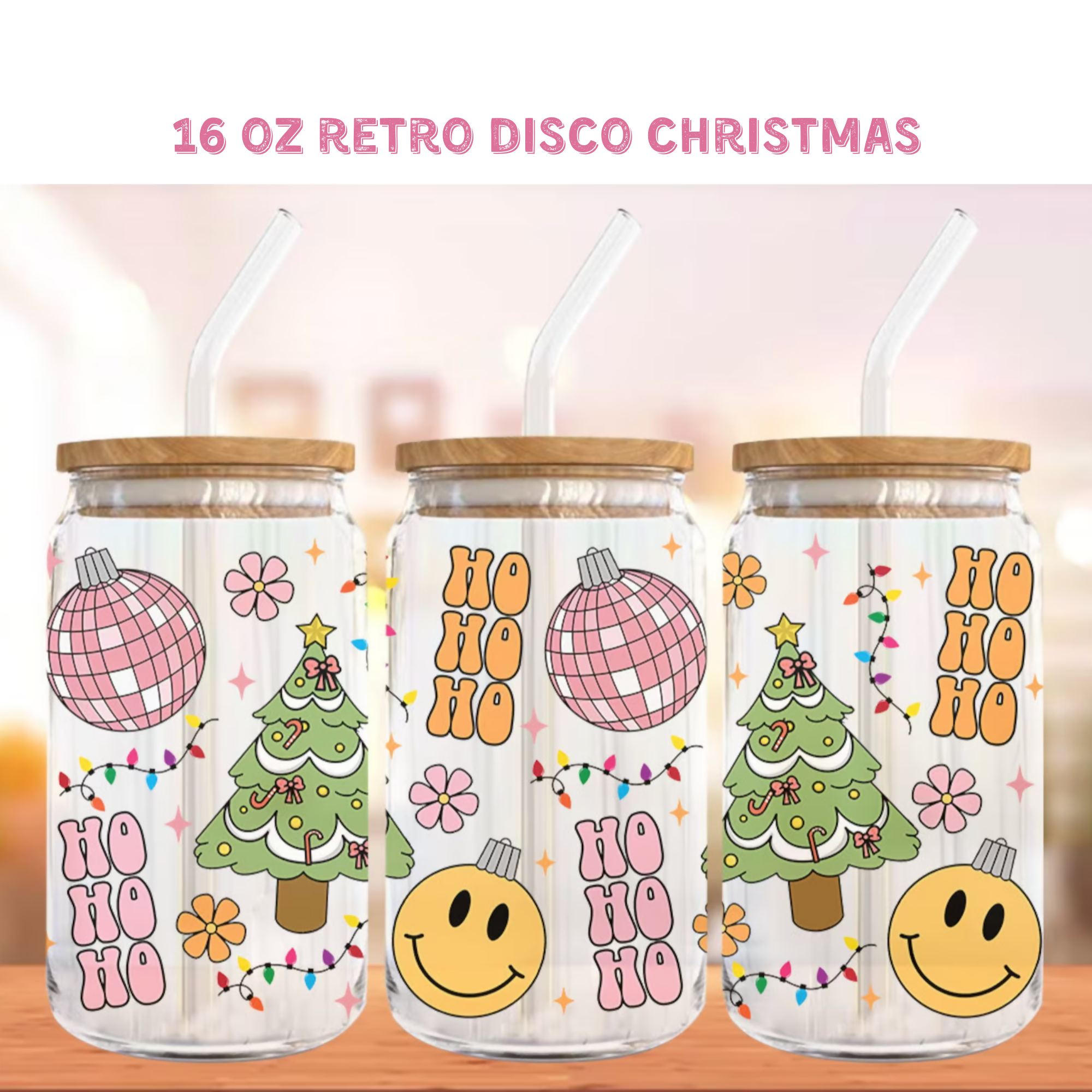 Groovy Christmas Disco 16oz Glass cup