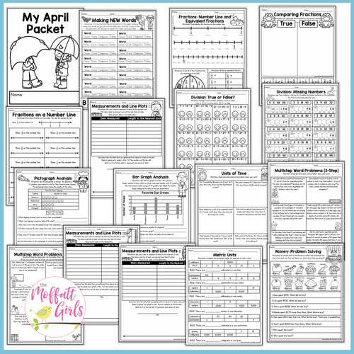 3rd Grade April NO PREP Packet | Printable Classroom Resource | The Moffatt Girls