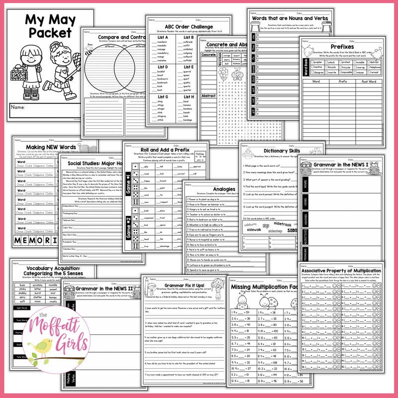 3rd Grade May NO PREP Packet | Printable Classroom Resource | The Moffatt Girls