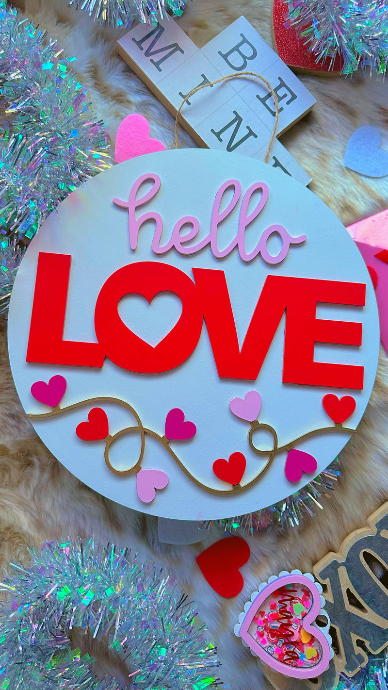 Hello Love Valentines Wooden Door Sign | Classroom Wooden Sign | Crafting by Mayra