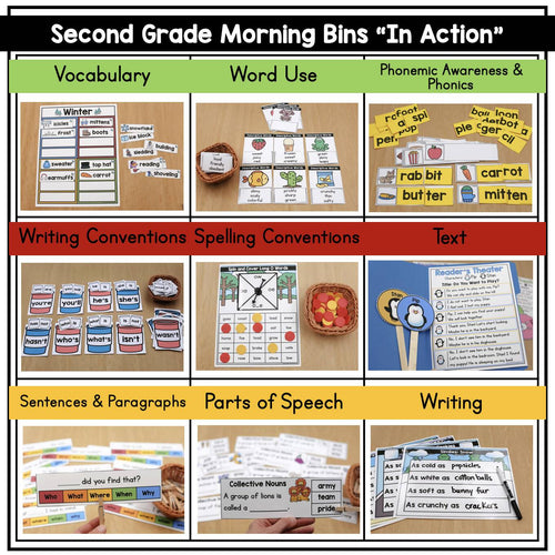 2nd Grade January Morning Bins | Printable Classroom Resource | The Moffatt Girls