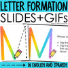 Letter Formation Slides and GIFS in English and Spanish by Miss M's Reading Resources