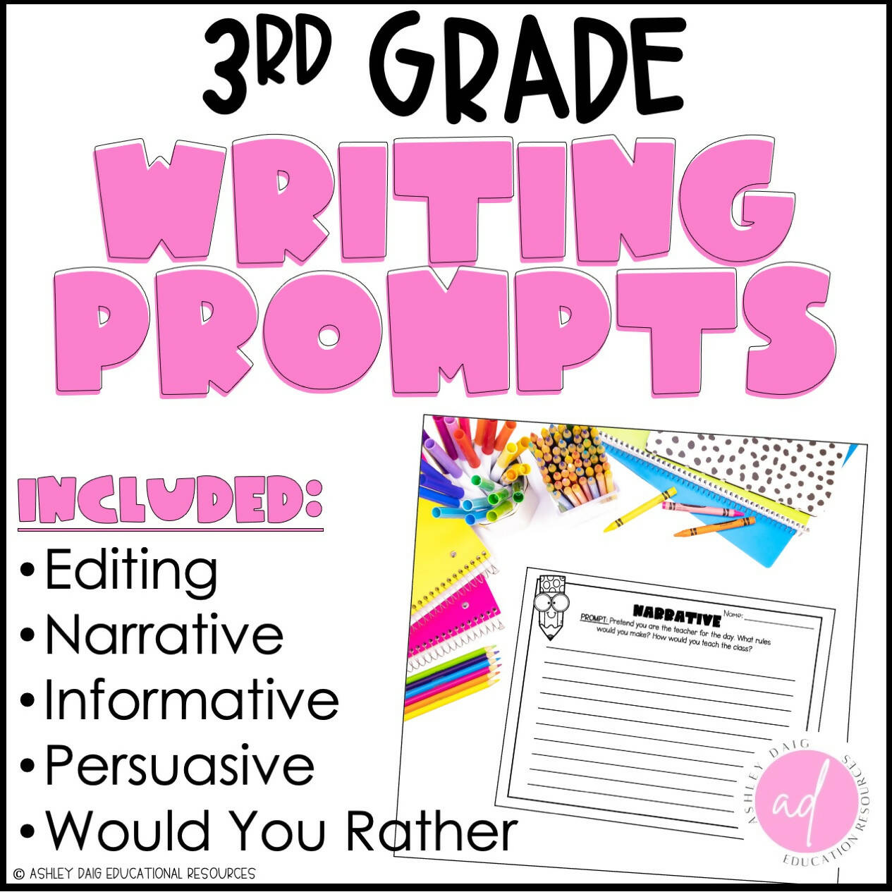 3rd Grade Writing Prompts - Writing Journal Templates | Printable Teac ...
