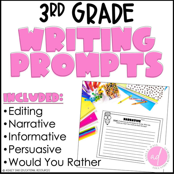 3rd Grade Writing Prompts - Writing Journal Templates | Printable Teac ...