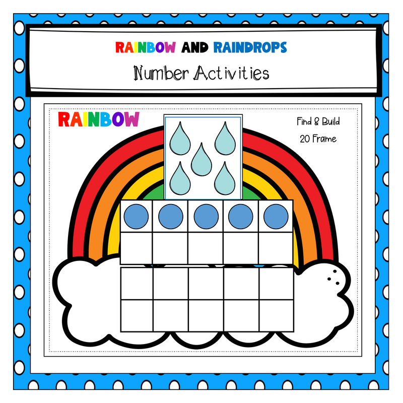 Prek & Kinder Raindrops & Rainbows Number Activities | Printable Classroom Resource | Little Journeys in PreK and K