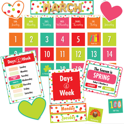Pocket Chart Calendar Black White and Stylish Brights Confetti by UPRINT
