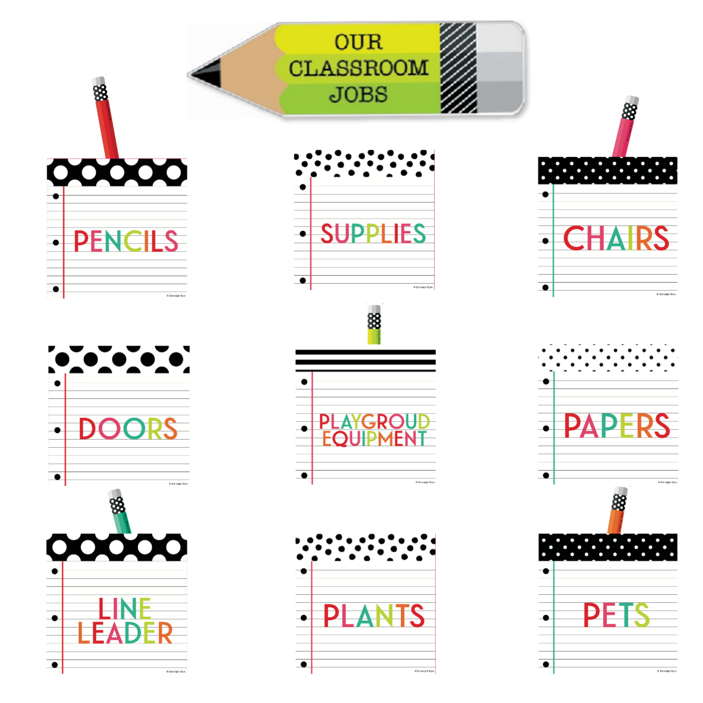 free classroom job chart clipart