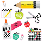 Black, White and Stylish Bright Supplies Mini Bulletin Board Set by Schoolgirl Style 