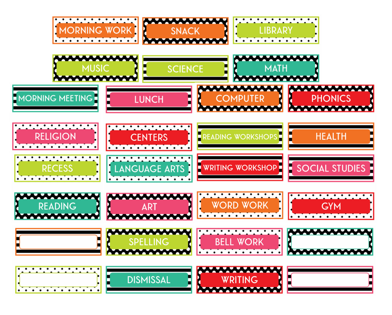 Schedule Cards | Black, White and Stylish Brights | UPRINT | Schoolgirl Style