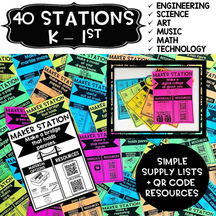 Maker Stations for Makerspaces - Makerspace & STEM Activities (K-5th Grade) Teach Outside the Box | Brooke Brown