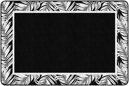 White Greenery on Black Classroom Rug by Flagship