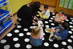 Painted White Dots on Black | Classroom Rug | Schoolgirl Style
