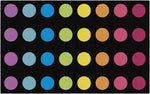 Rainbow Dots on Black Seating Classroom Rug by Flagship
