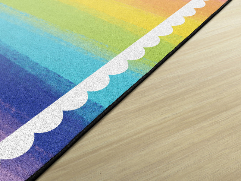 Watercolor Rainbow with White Scallop Border Area Rug | Schoolgirl Style