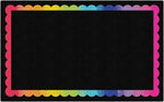 Rainbow Scallop Border on Black Classroom Rug by Flagship