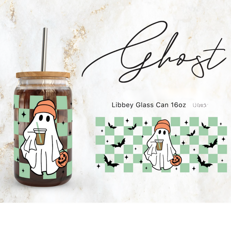 Checkered Ghost | Glass Can | Crafting by Mayra | Hey, TEACH!
