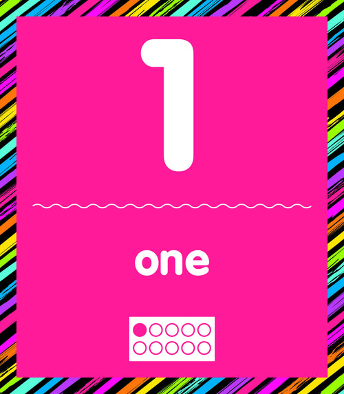 Number Cards 1-30 Neon Pop by UPRINT