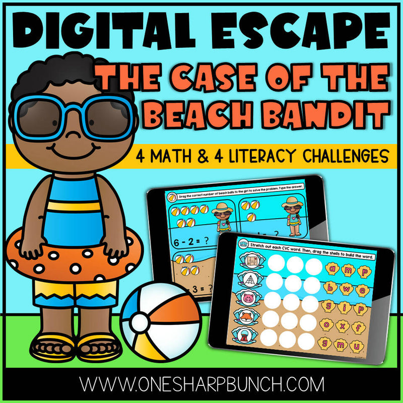 Digital Escape The Case of the Beach Bandit 4 Math and Literacy Challenges by One Sharp Bunch
