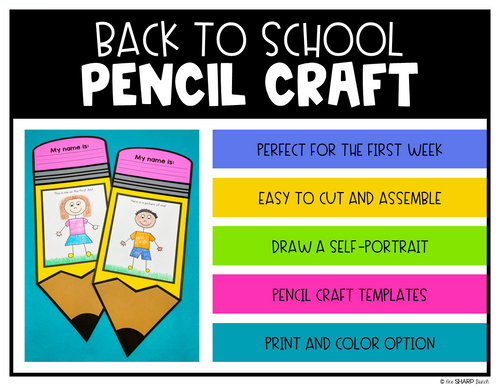 First Day of Back to School Pencil Craft & Writing Activities for Bulletin Board | Printable Classroom Resource | One Sharp Bunch