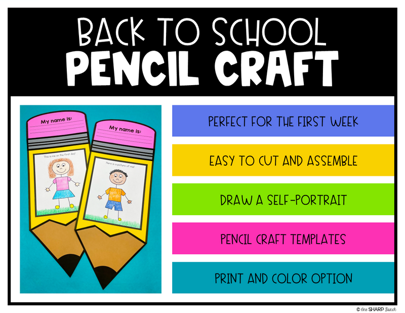 First Day of Back to School Pencil Craft & Writing Activities for Bulletin Board | Printable Classroom Resource | One Sharp Bunch