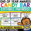 End of the Year Awards Certificates Candy Bar Classroom Student Awards EDITABLE