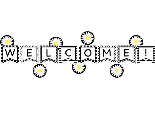 Patterened Welcome Bulletin Board Set Oops A Daisy by UPRINT